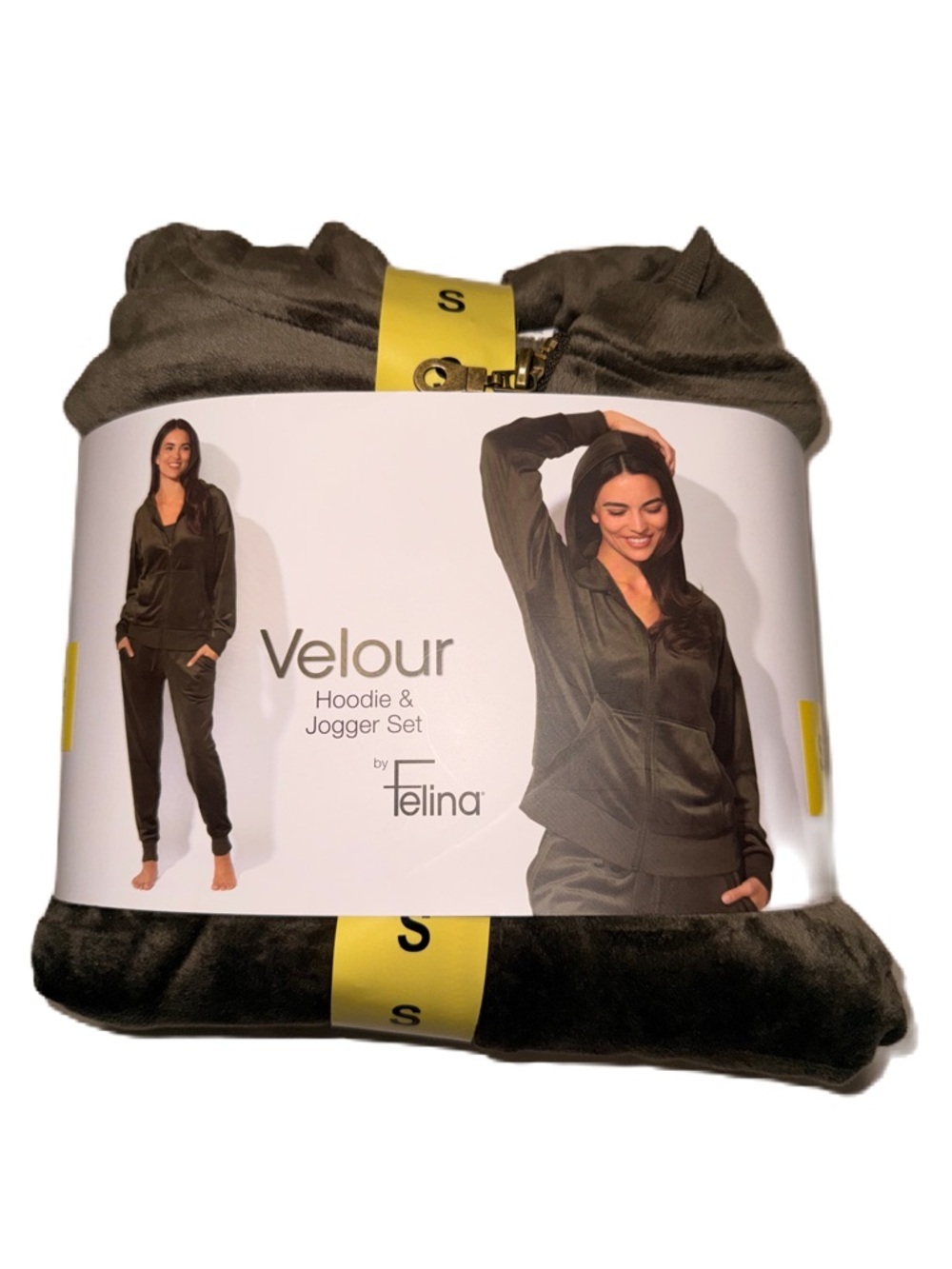 Felina Velour Hoodie & Jogger Set Olive Green Women S Jogging Suit Sleepwear NWT - Picture 6 of 7